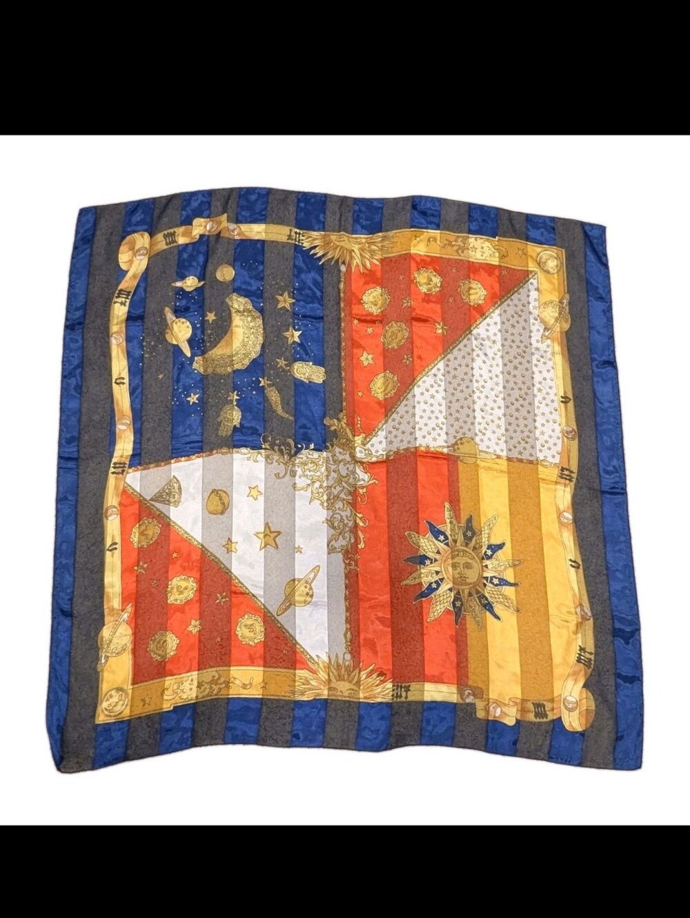 Vintage Astrological Zodiac Celestial Sun Scarf 39" Square Shawl Wall Decoration